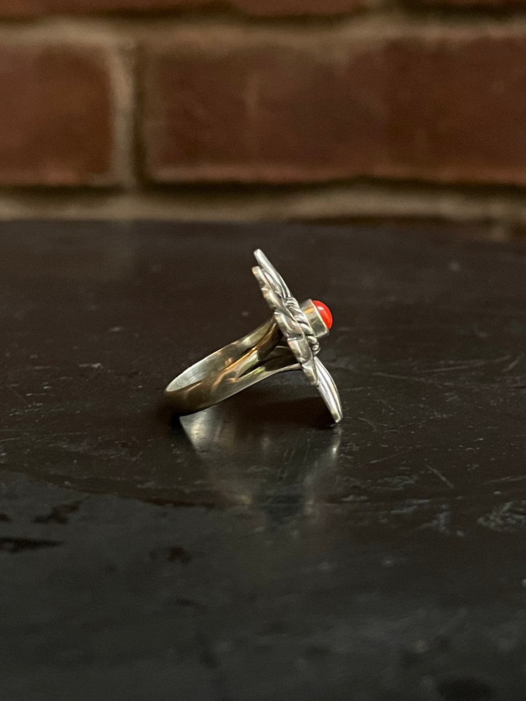 Italian Coral Thunderbird Ring Size 6 | 925 Sterling Silver G236
