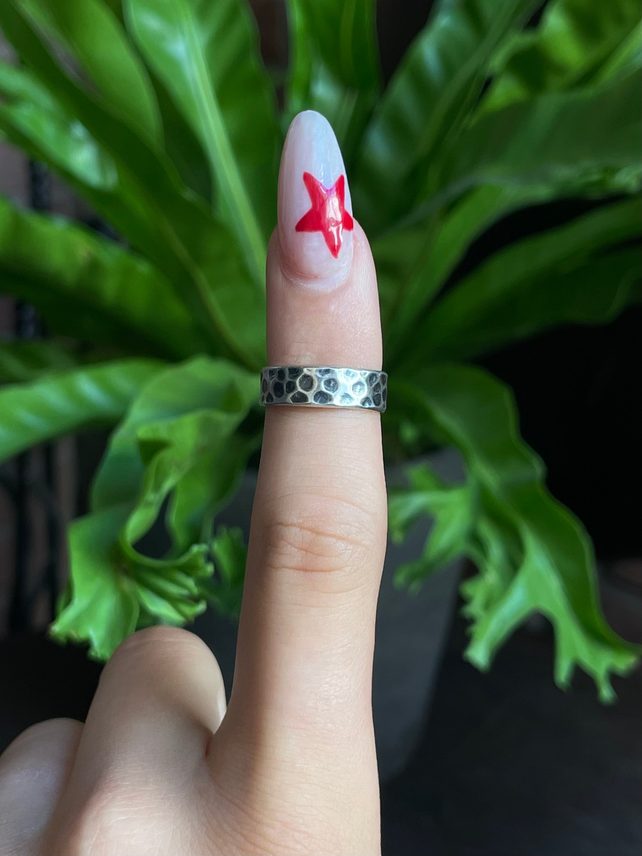 Hammered Sterling Silver Band Ring | 925 Sterling Silver Size 5 G574