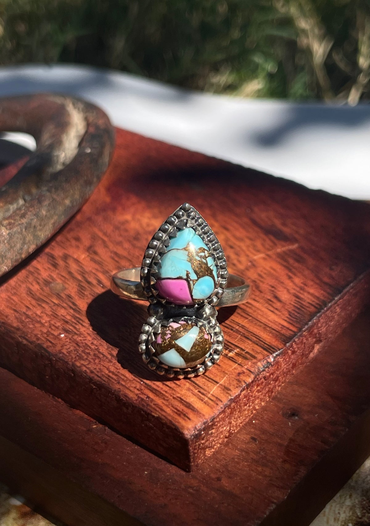 Cotton Candy Two Stone Ring | 925 Sterling Silver | Size 9 D363