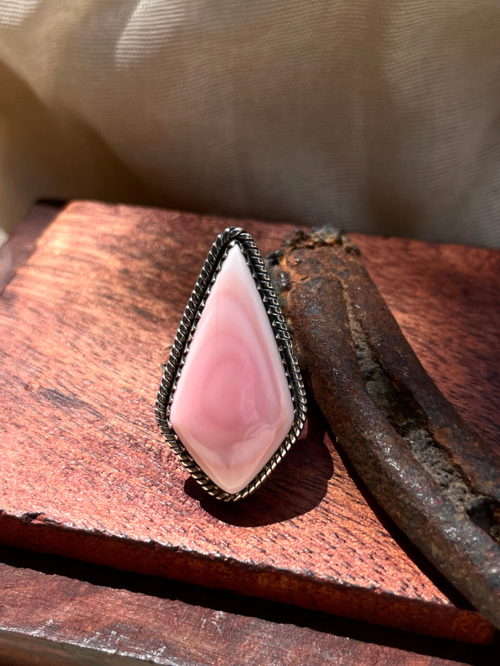 Pink Conch Ring Size 6 | 925 Sterling Silver C917