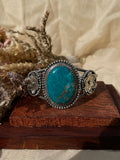 Turquoise Floral Cuff Bracelet | 925 Sterling Silver D273