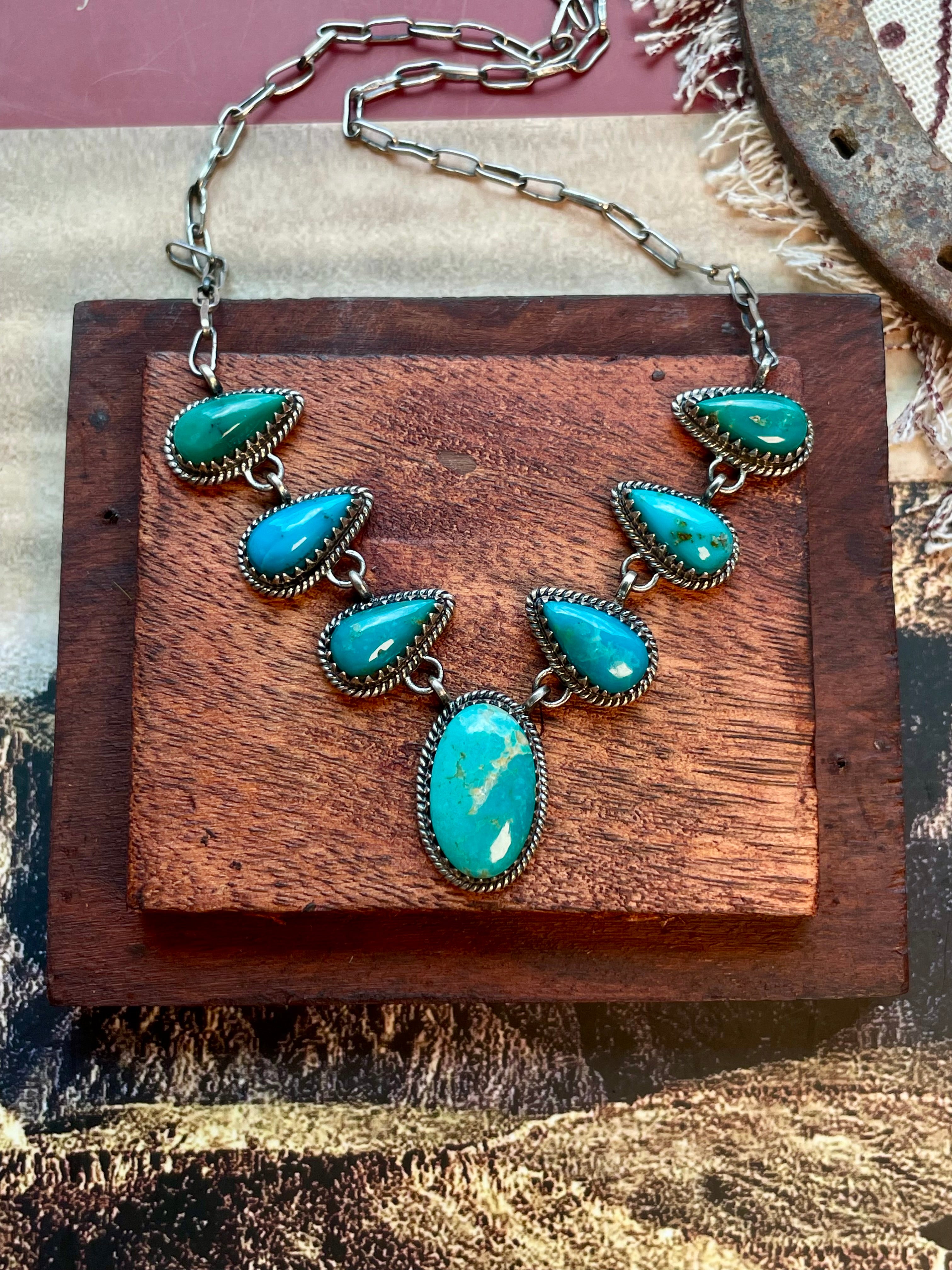 Kingman Turquoise Lariat Necklace | 925 Sterling Silver D215