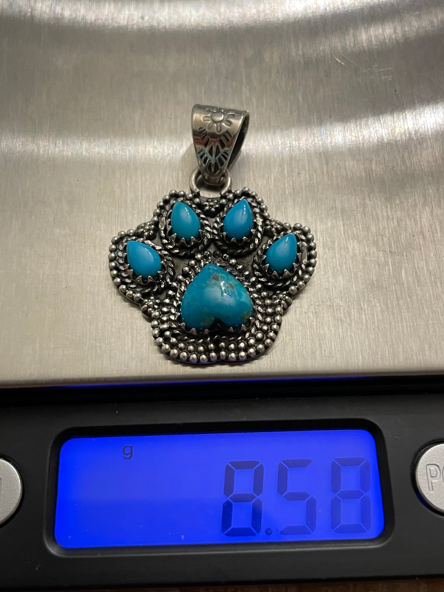Kingman Turquoise Paw Pendant | 925 Sterling Silver B909