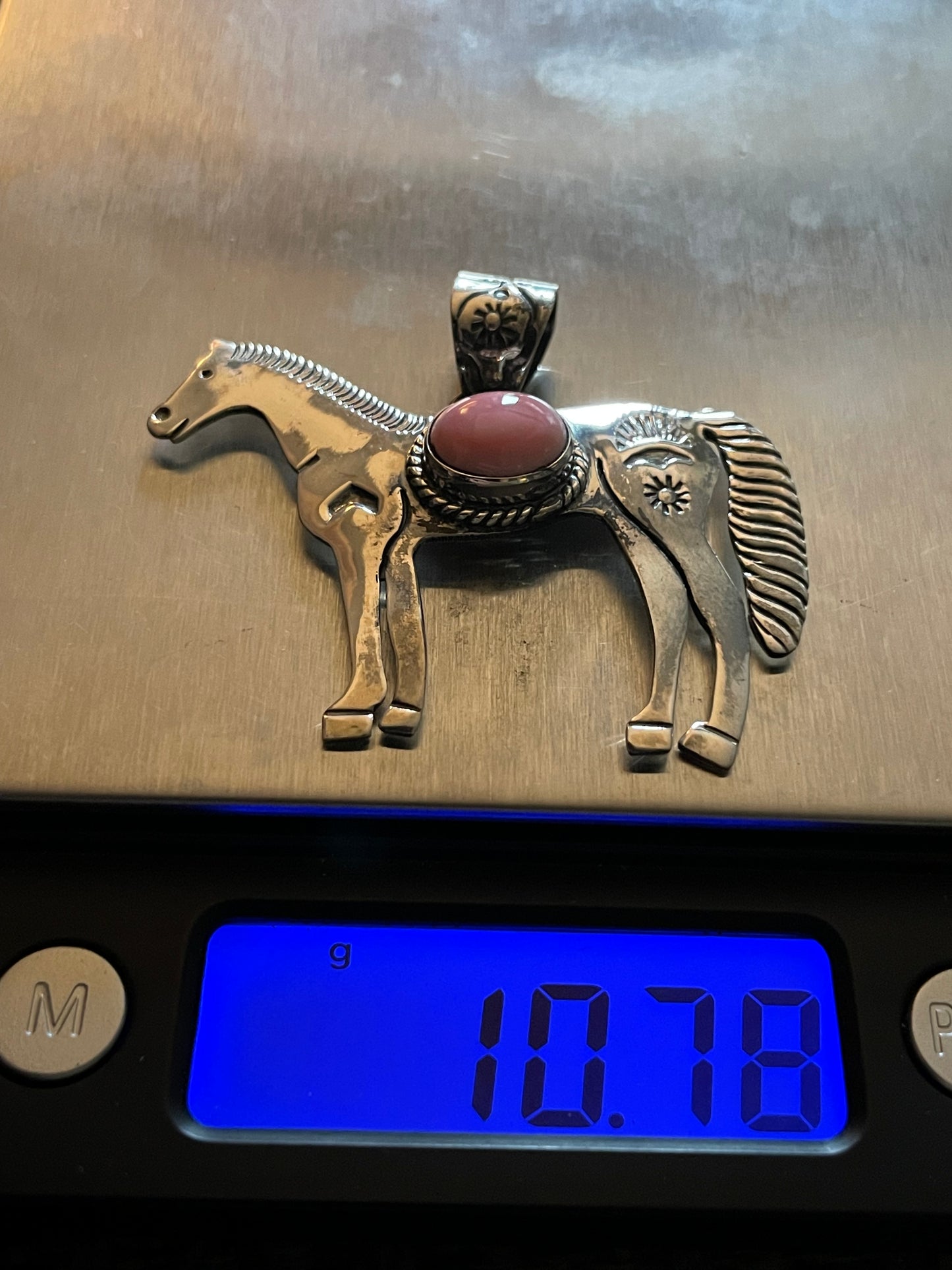 Pink Conch Horse Pendant | Sterling Silver 925 B826