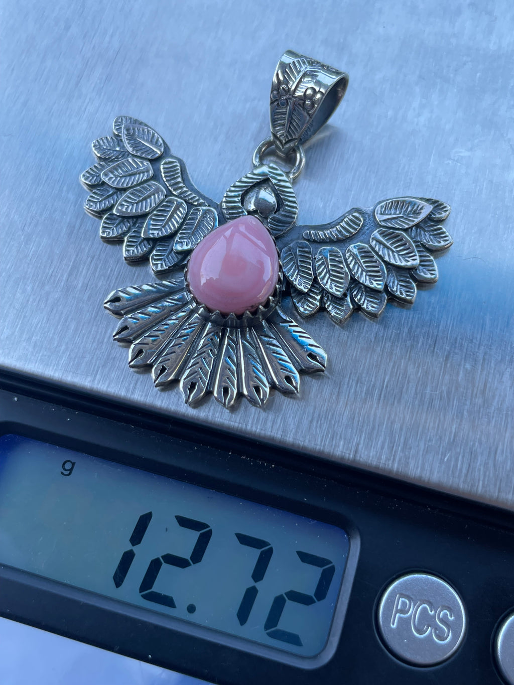Pink Conch Thunderbird Pendant | Sterling Silver 925 B407
