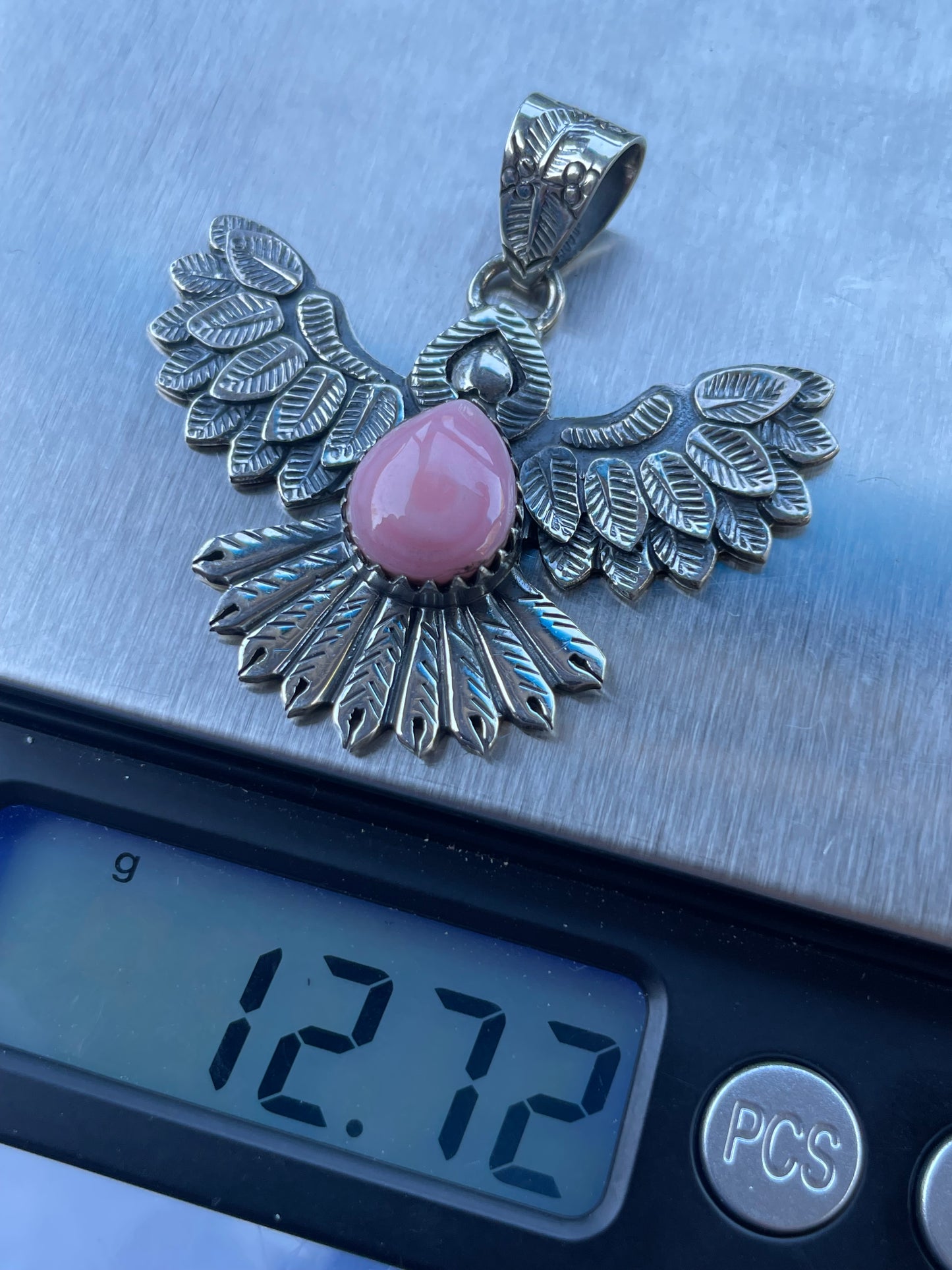 Pink Conch Thunderbird Pendant | Sterling Silver 925 B407