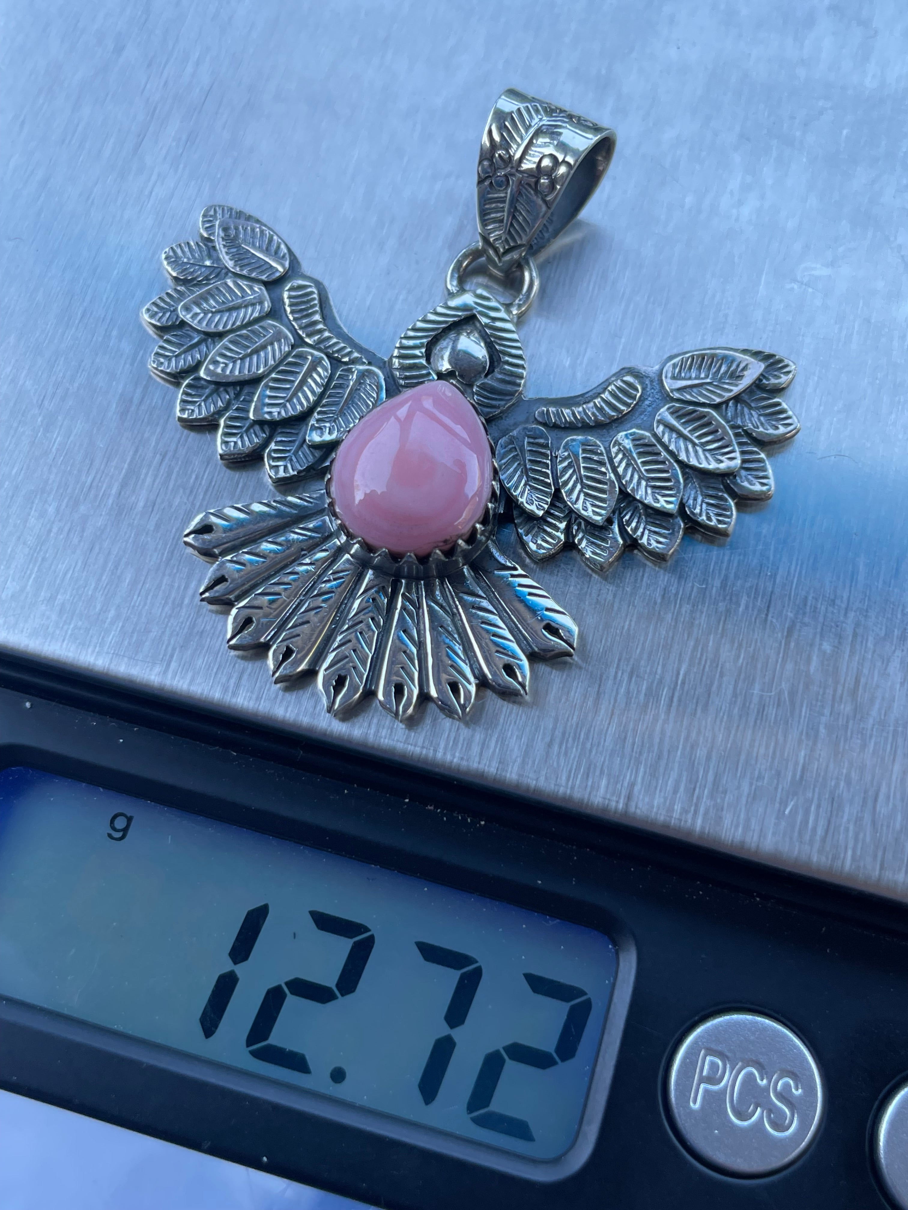 Pink Conch Thunderbird Pendant | Sterling Silver 925 B407