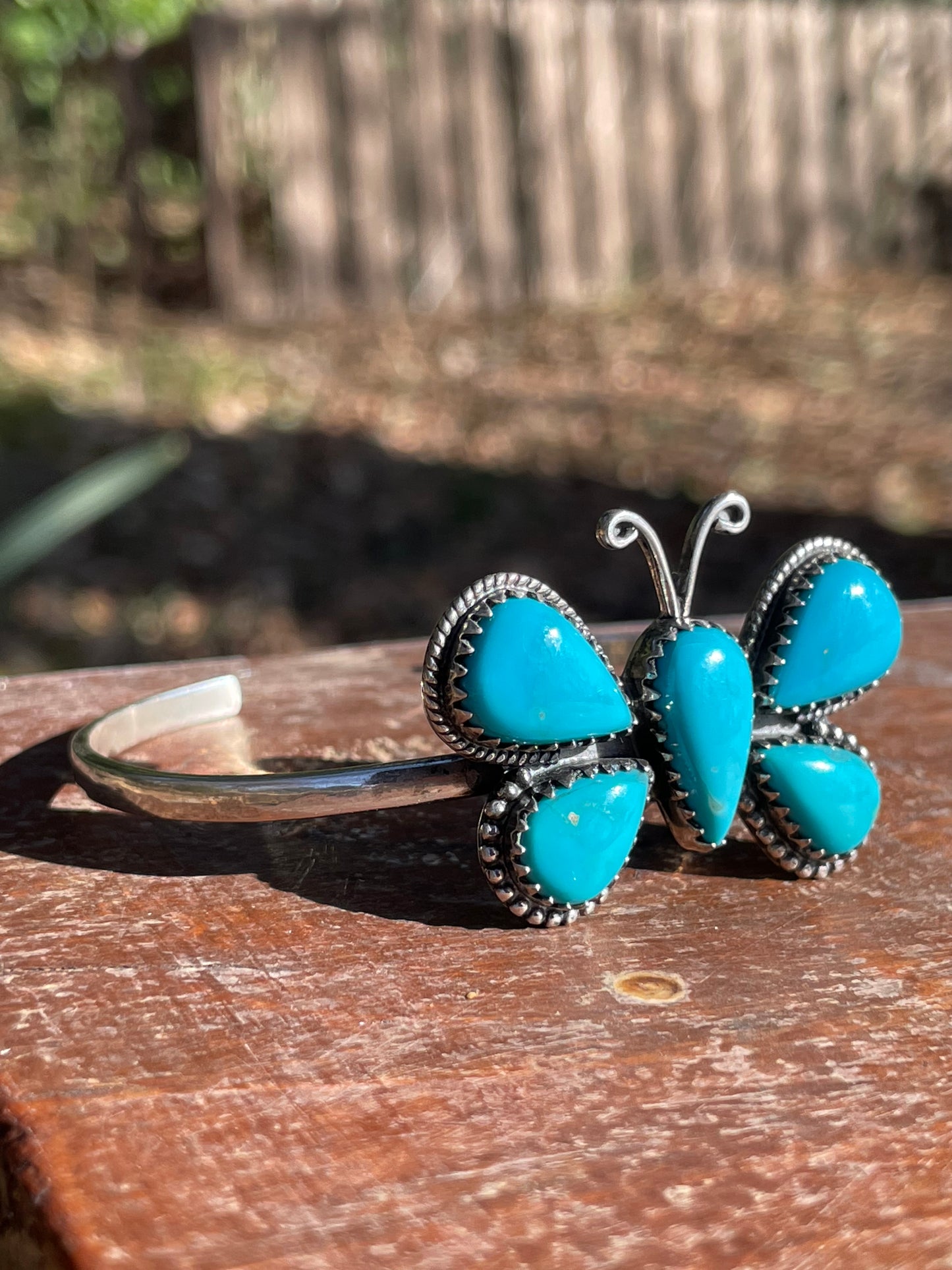 Kingman Turquoise Butterfly Cuff Bracelet | 925 Sterling Silver D119