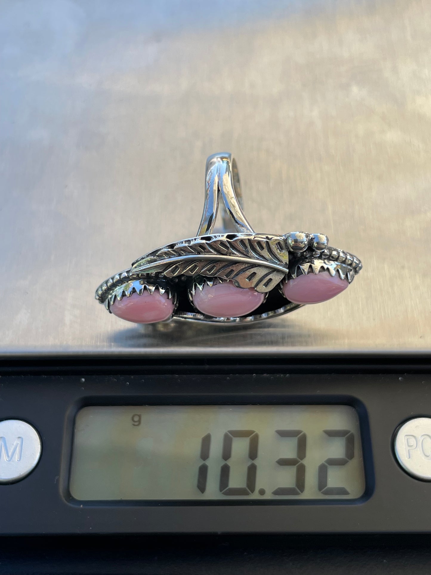 Pink Conch Leaf Design Ring | 925 Sterling Silver | Size 7 B332