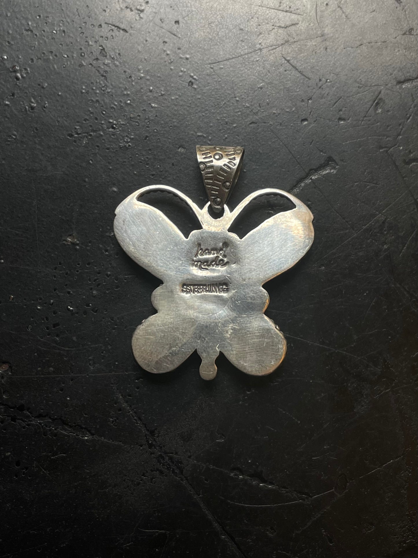 Pink Conch Turquoise Butterfly Pendant | Sterling Silver E723