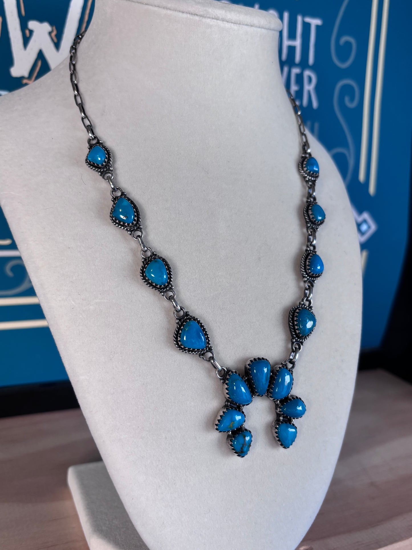 Kingman Turquoise Naja Necklace | 925 Sterling Silver Southwestern Style