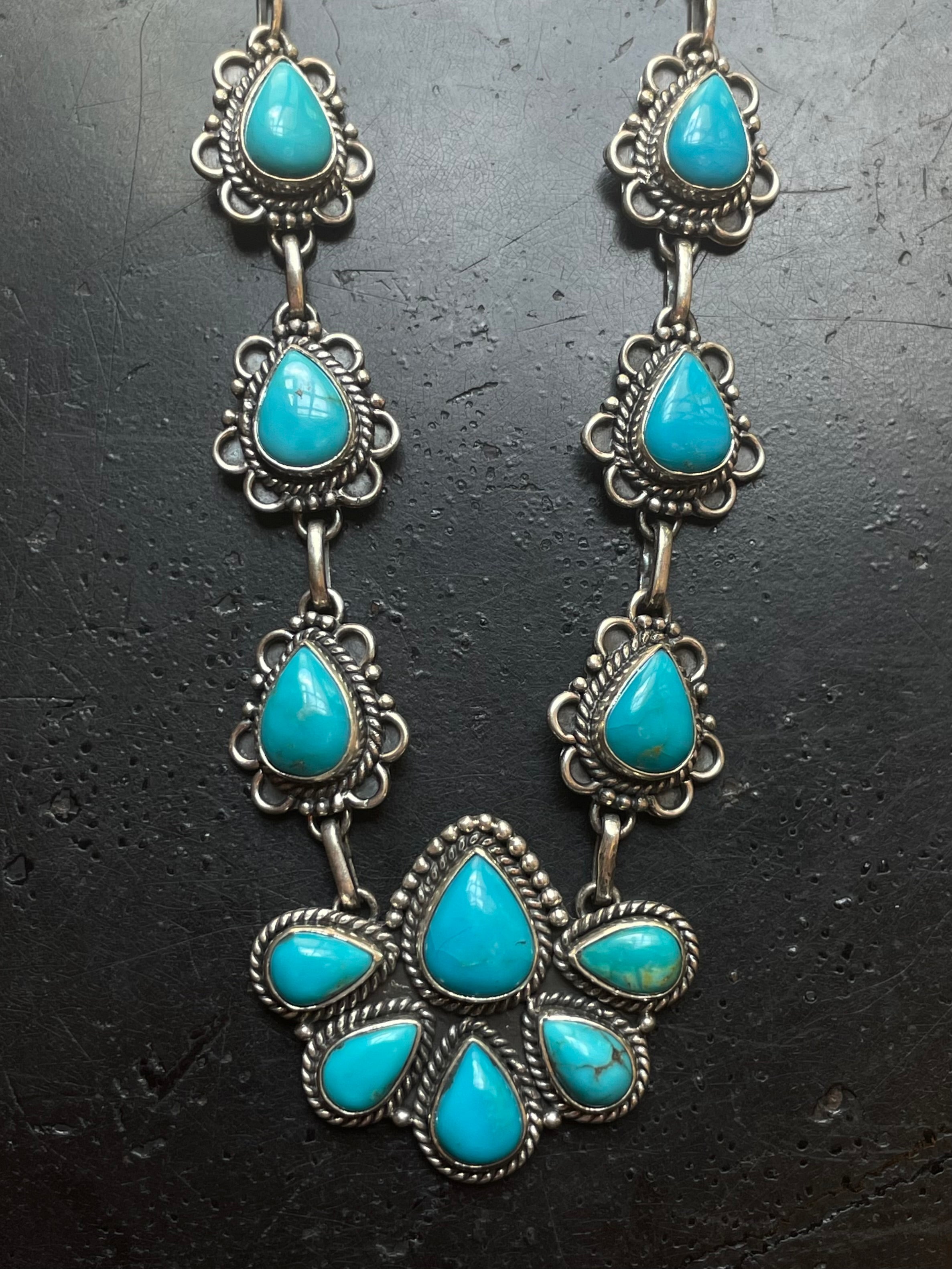 Kingman Turquoise Lariat Necklace | 925 Sterling Silver G598