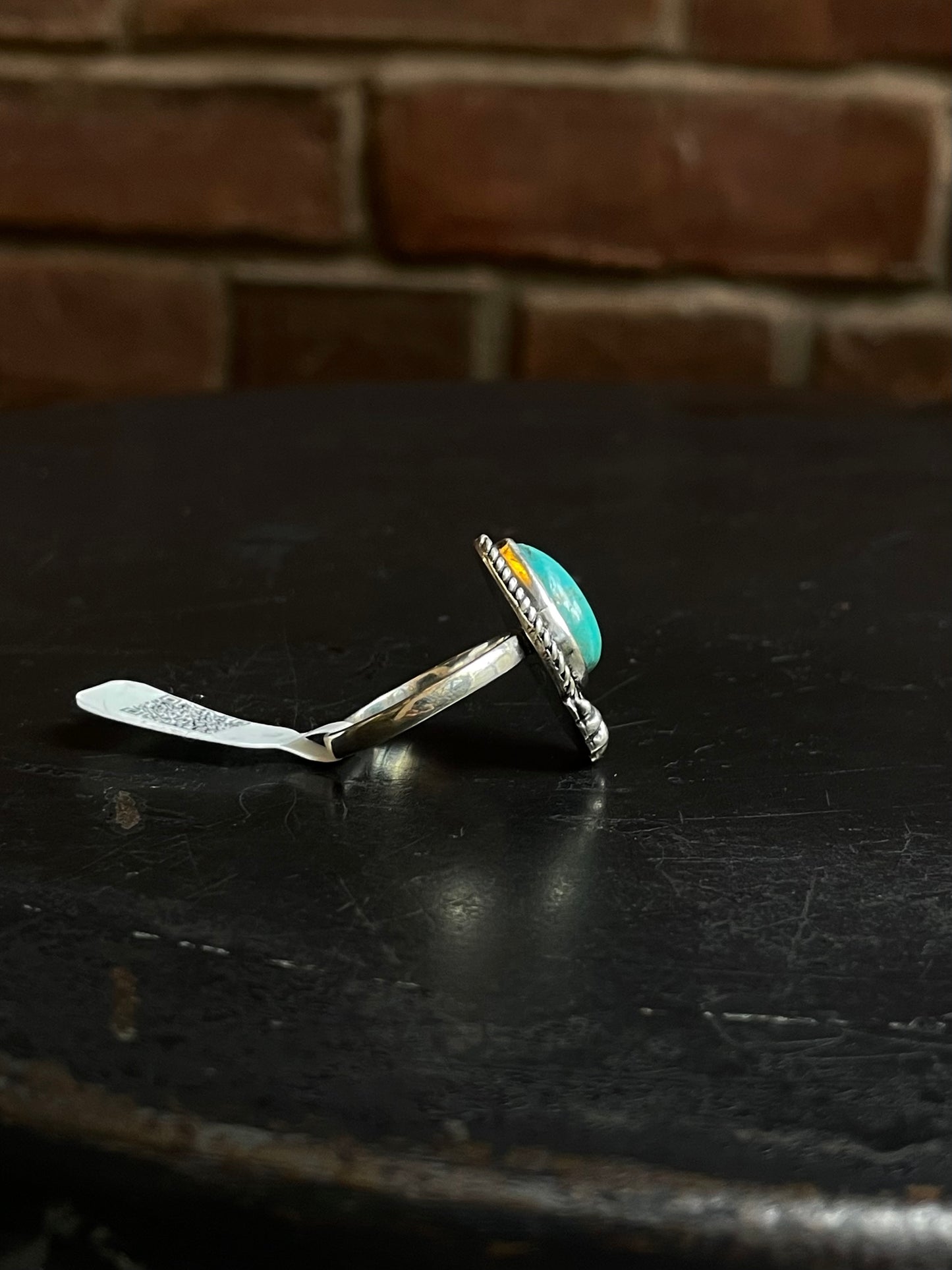 Kingman Turquoise Teardrop Ring | Sterling Silver | Size 8 | A746