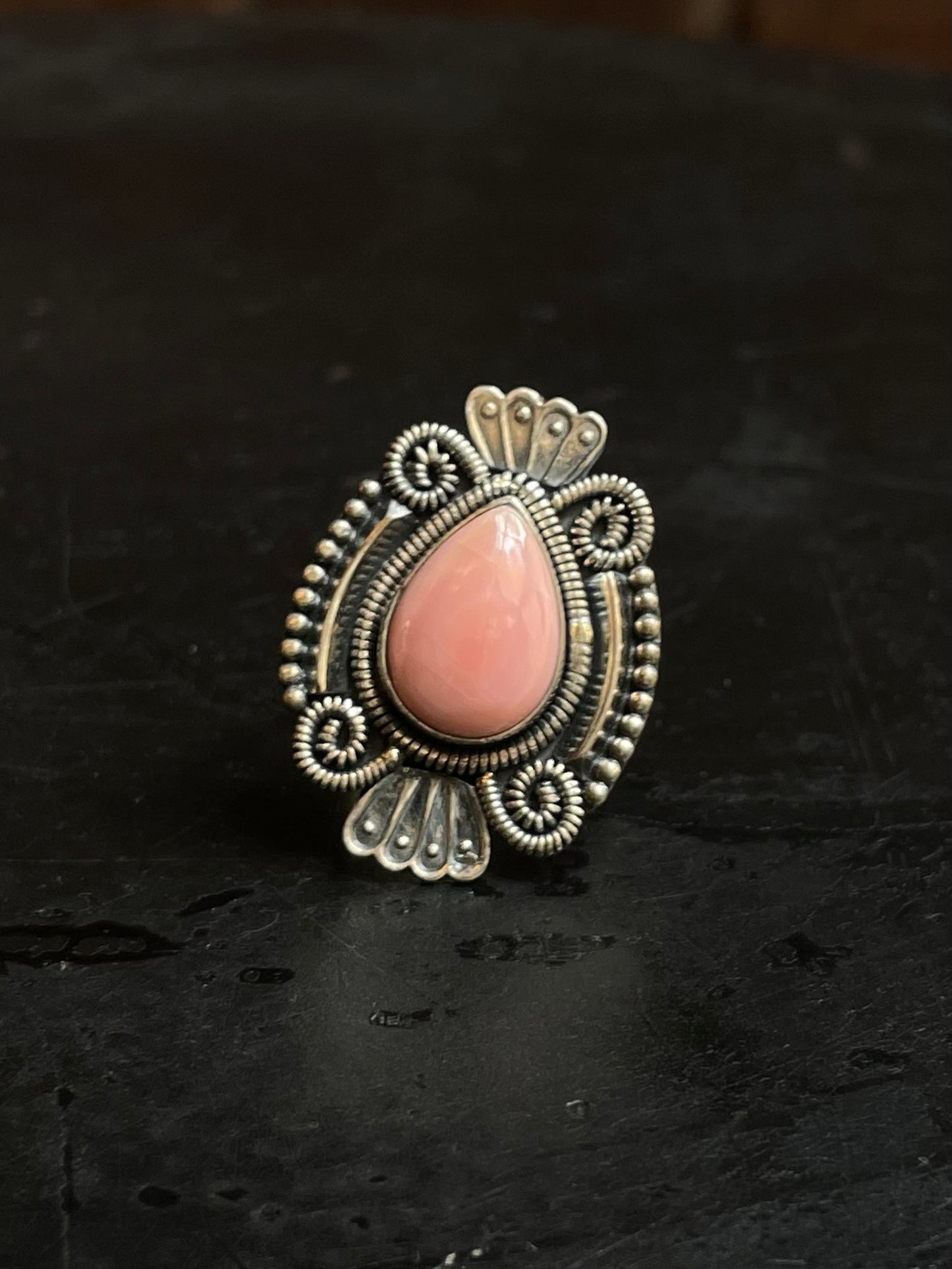 Pink Conch Ring Size 7 | 925 Sterling Silver Southwest E158