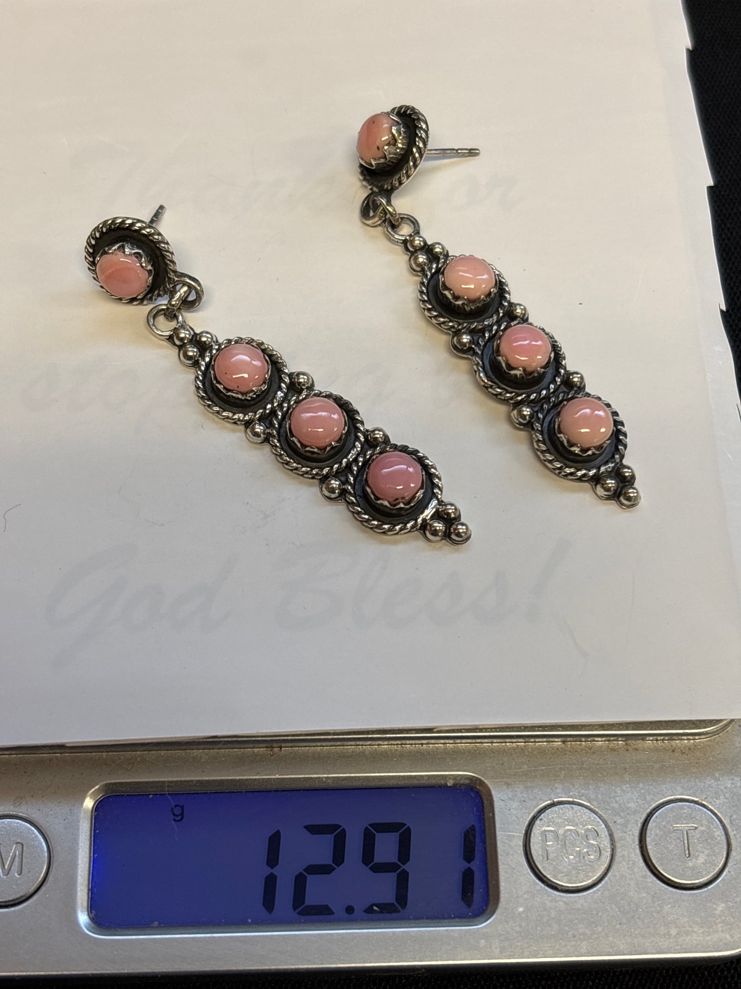 Pink Conch Drop Stud Earrings | 925 Sterling Silver C830