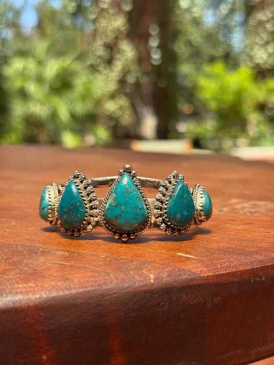 Turquoise Cuff Bracelet | Kingman | 925 Sterling Silver A572