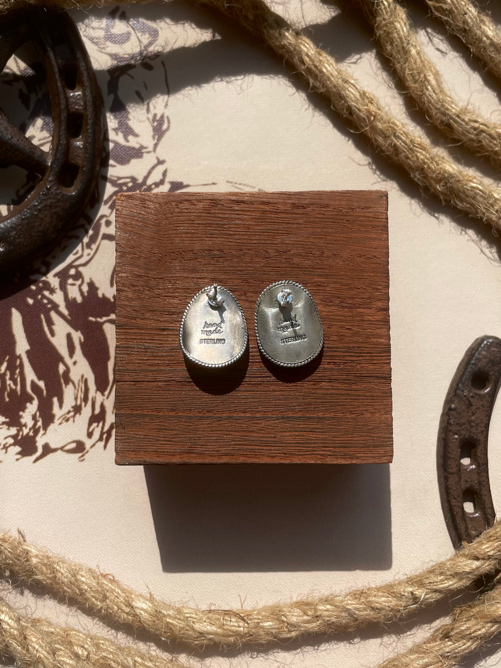 Turquoise Cowboy Hat Stud Earrings | 925 Sterling Silver G712