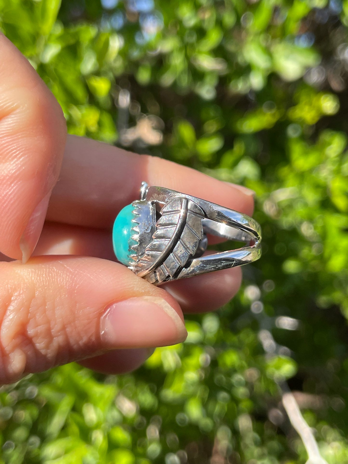 Kingman Turquoise Feather Ring Size 6 | 925 Sterling Silver B570