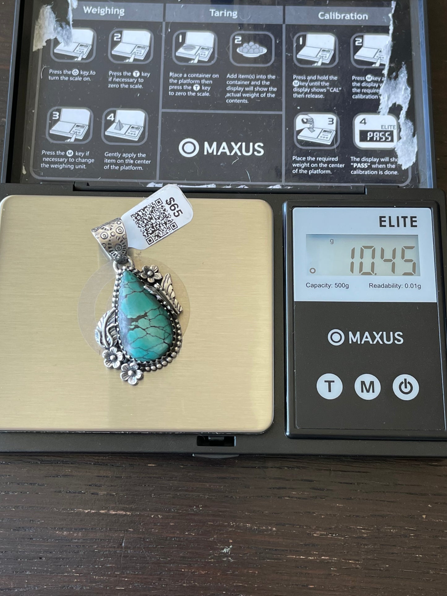Kingman Turquoise Butterfly and Leaf Pendant | Sterling Silver | A679