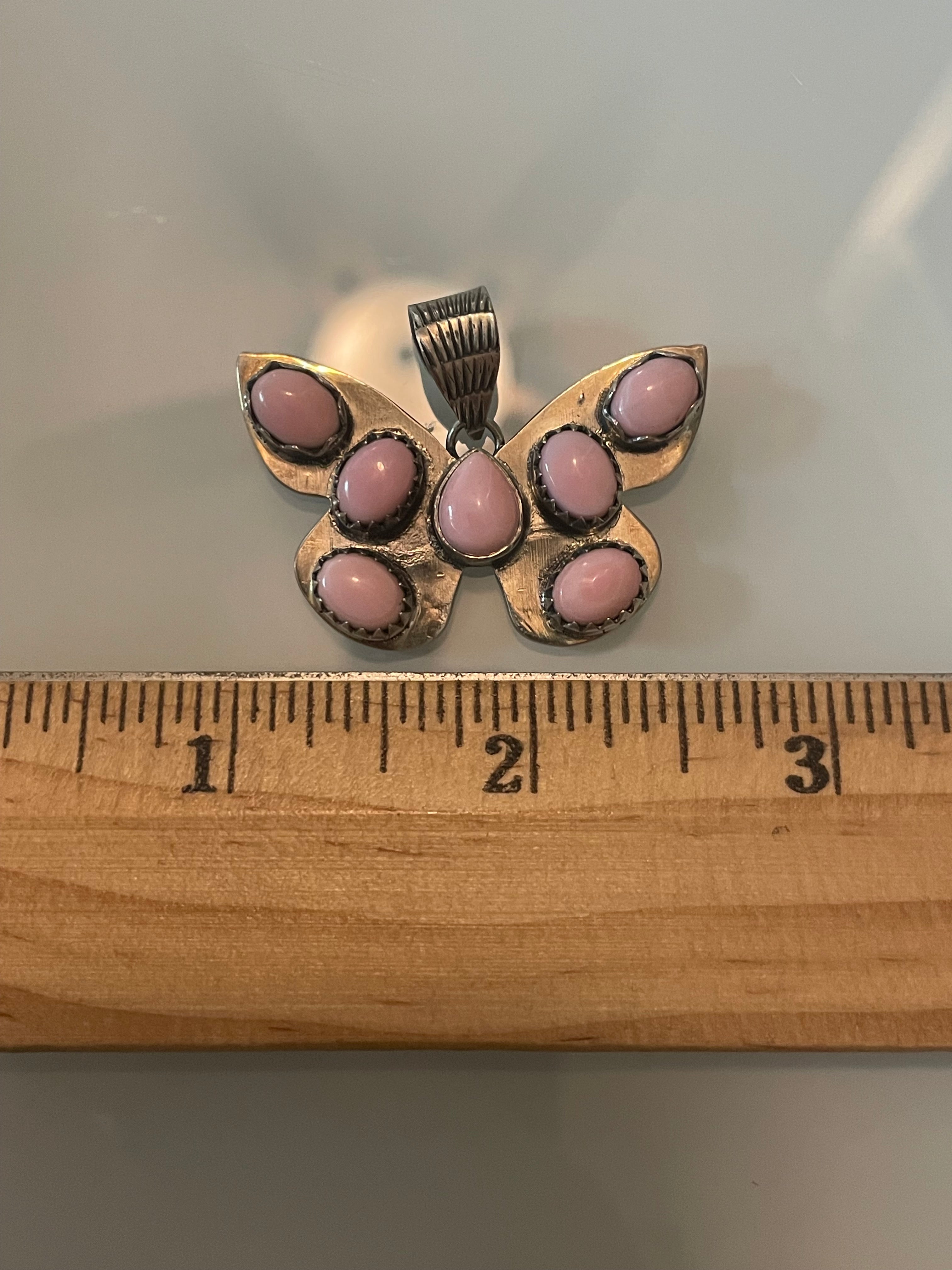 Pink Conch Butterfly Pendant | 925 Sterling Silver E957