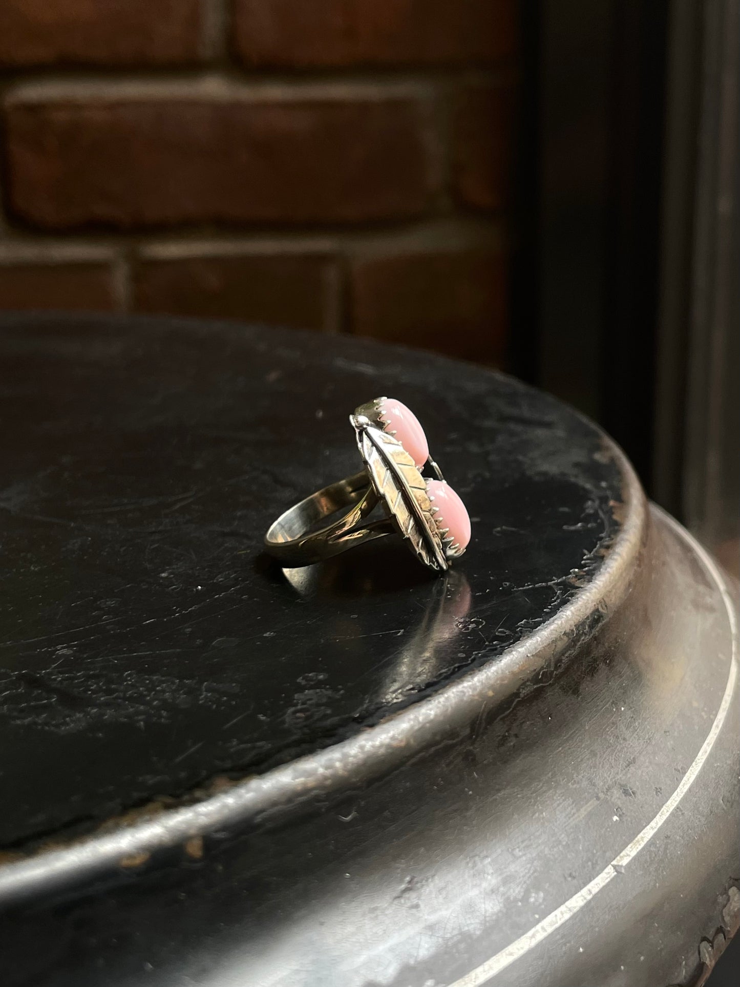 Pink Conch Feather Ring | 925 Sterling Silver | Size 7 E291