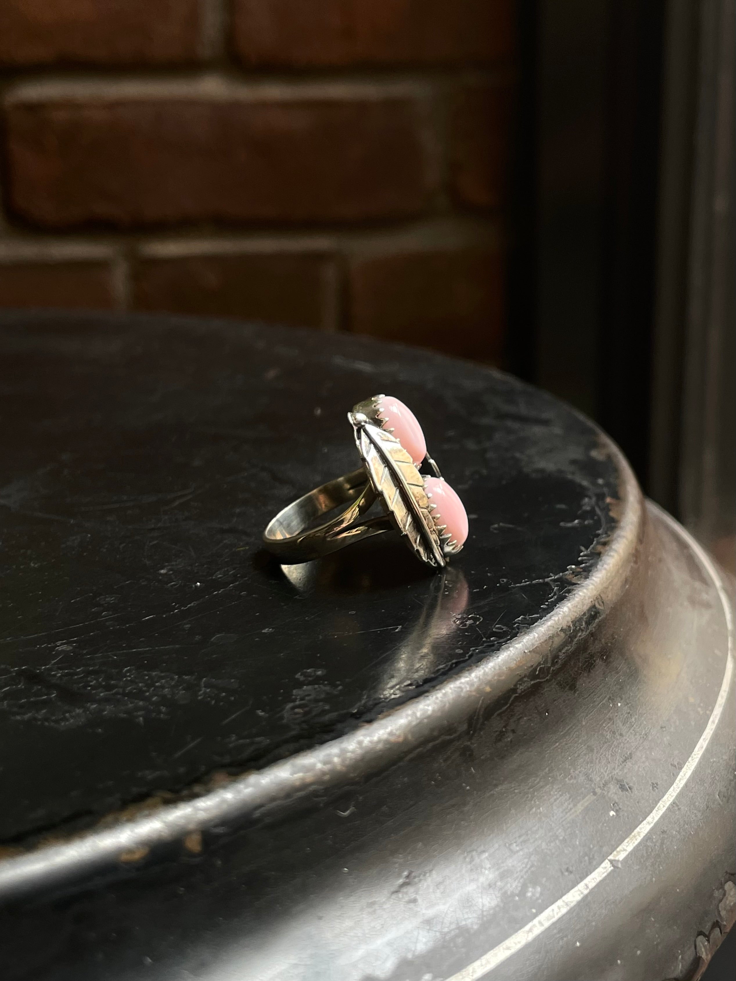 Pink Conch Feather Ring | 925 Sterling Silver | Size 7 E291