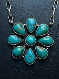 Kingman Turquoise Flower Necklace | 925 Sterling Silver G396