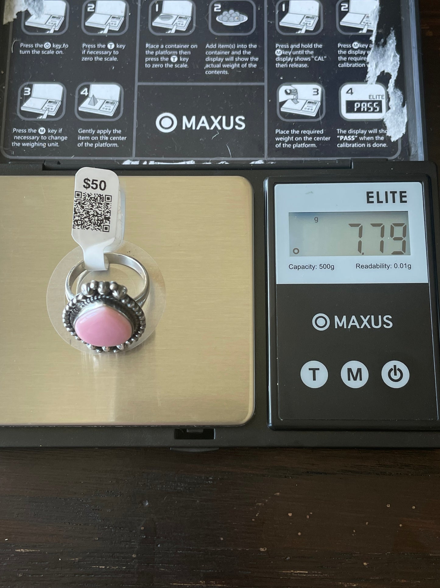 Pink Conch Oval Ring | Sterling Silver | Size 7.75 | A325