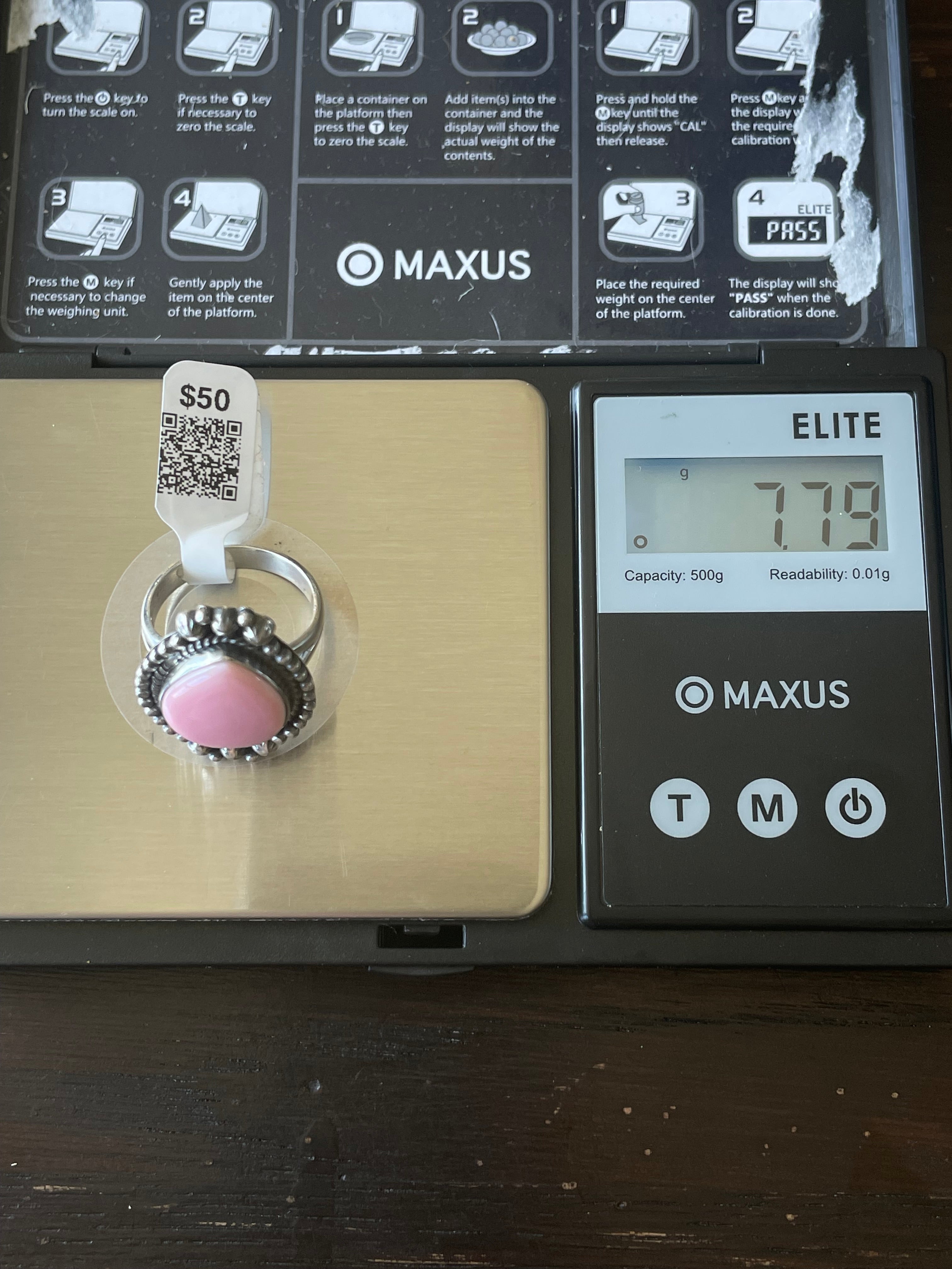 Pink Conch Oval Ring | Sterling Silver | Size 7.75 | A325