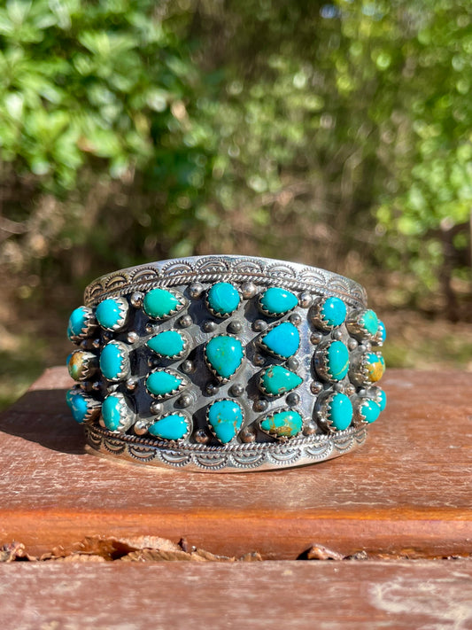 Kingman Turquoise Multi Stone Cuff Bracelet | 925 Sterling Silver D112