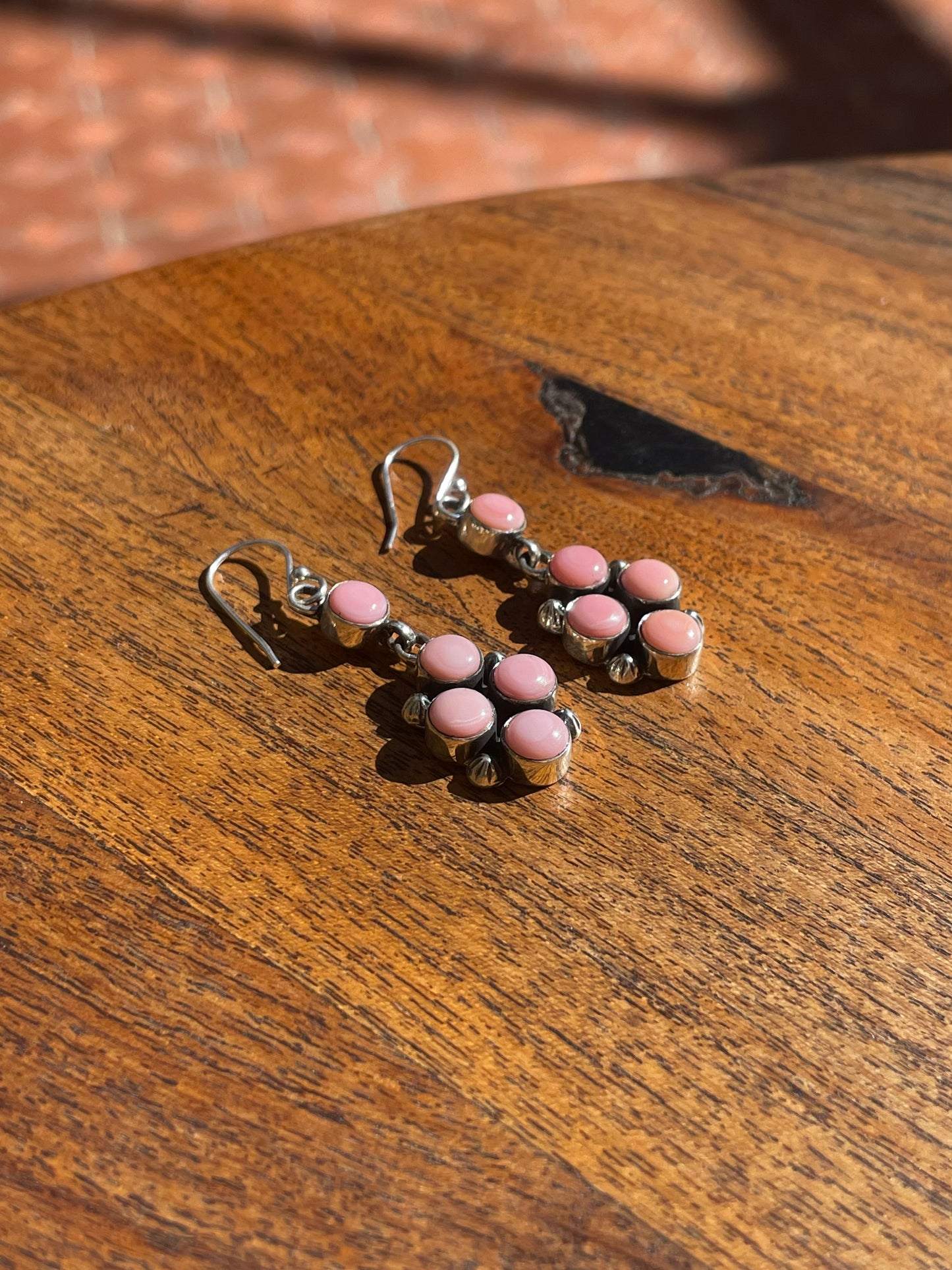Pink Conch Cluster Dangle Earrings | 925 Sterling Silver C833