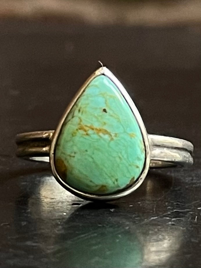 Turquoise Tear Drop Ring Size 8.25 | 925 Sterling Silver G277