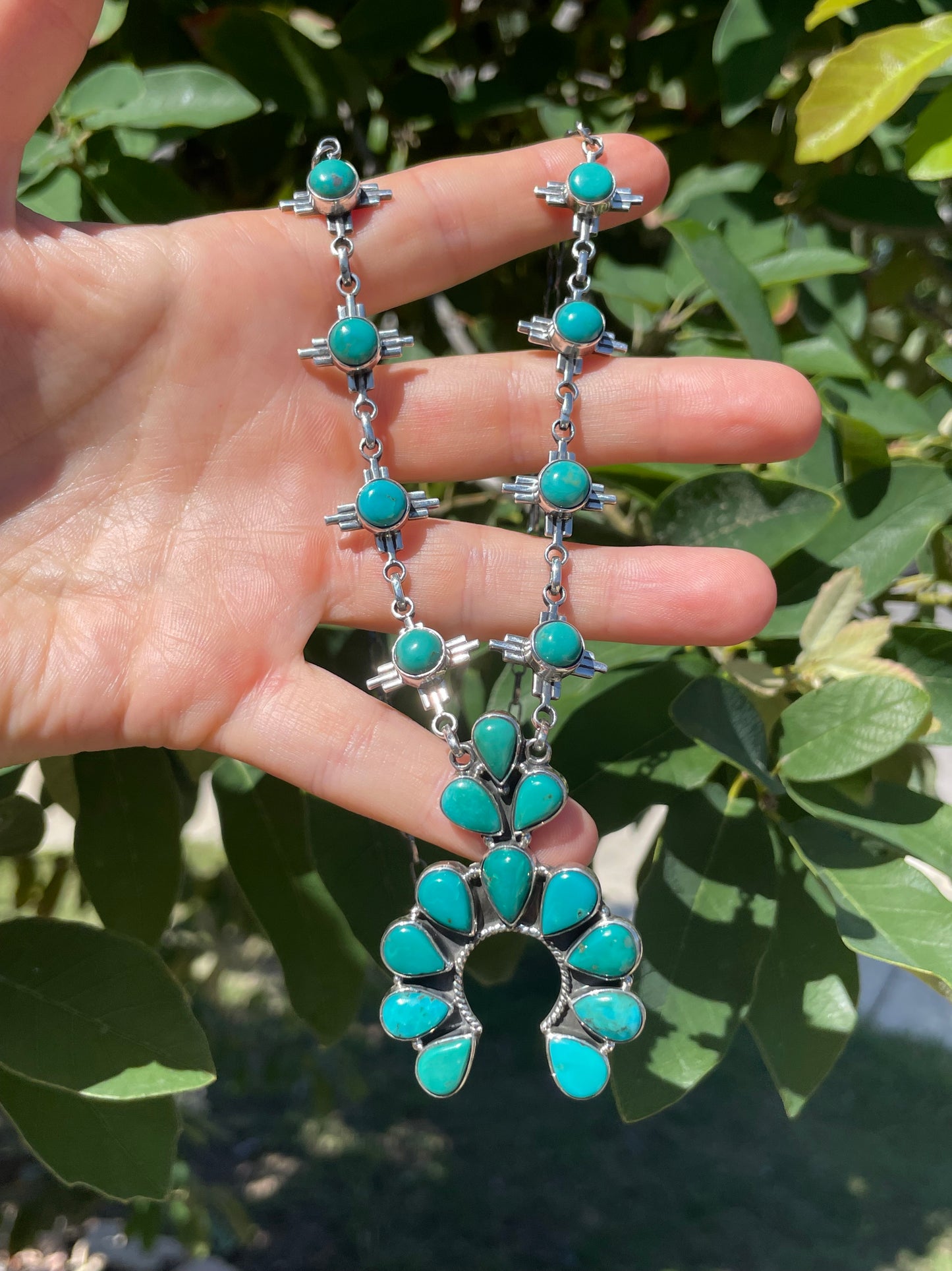 Kingman Turquoise Naja Necklace | Sterling Silver D132