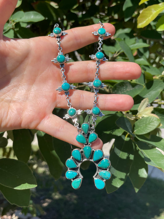 Kingman Turquoise Naja Necklace | Sterling Silver D132