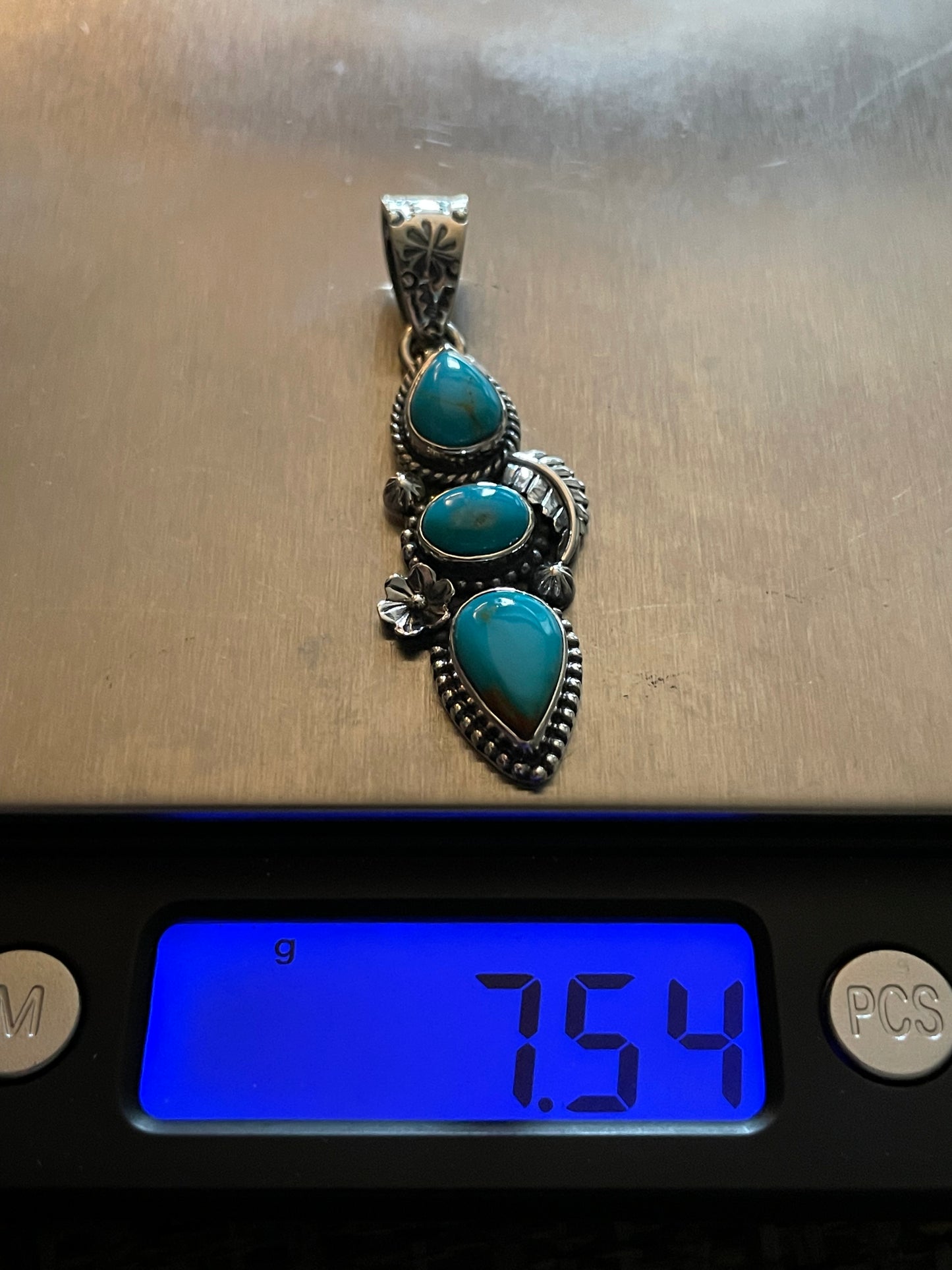 Turquoise 3 Stone Pendant | Sterling Silver 925 B845