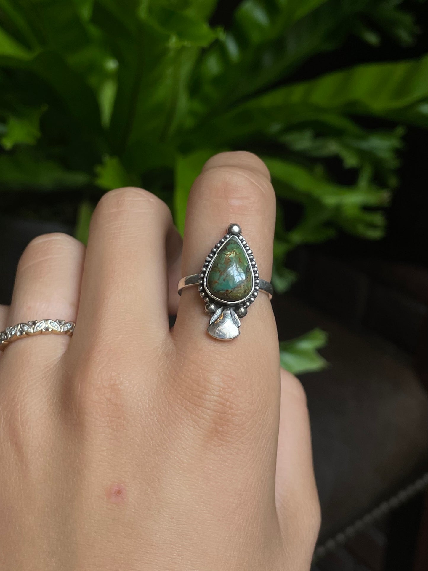 Turquoise Tear Drop Ring Size 8.75 | 925 Sterling Silver G297
