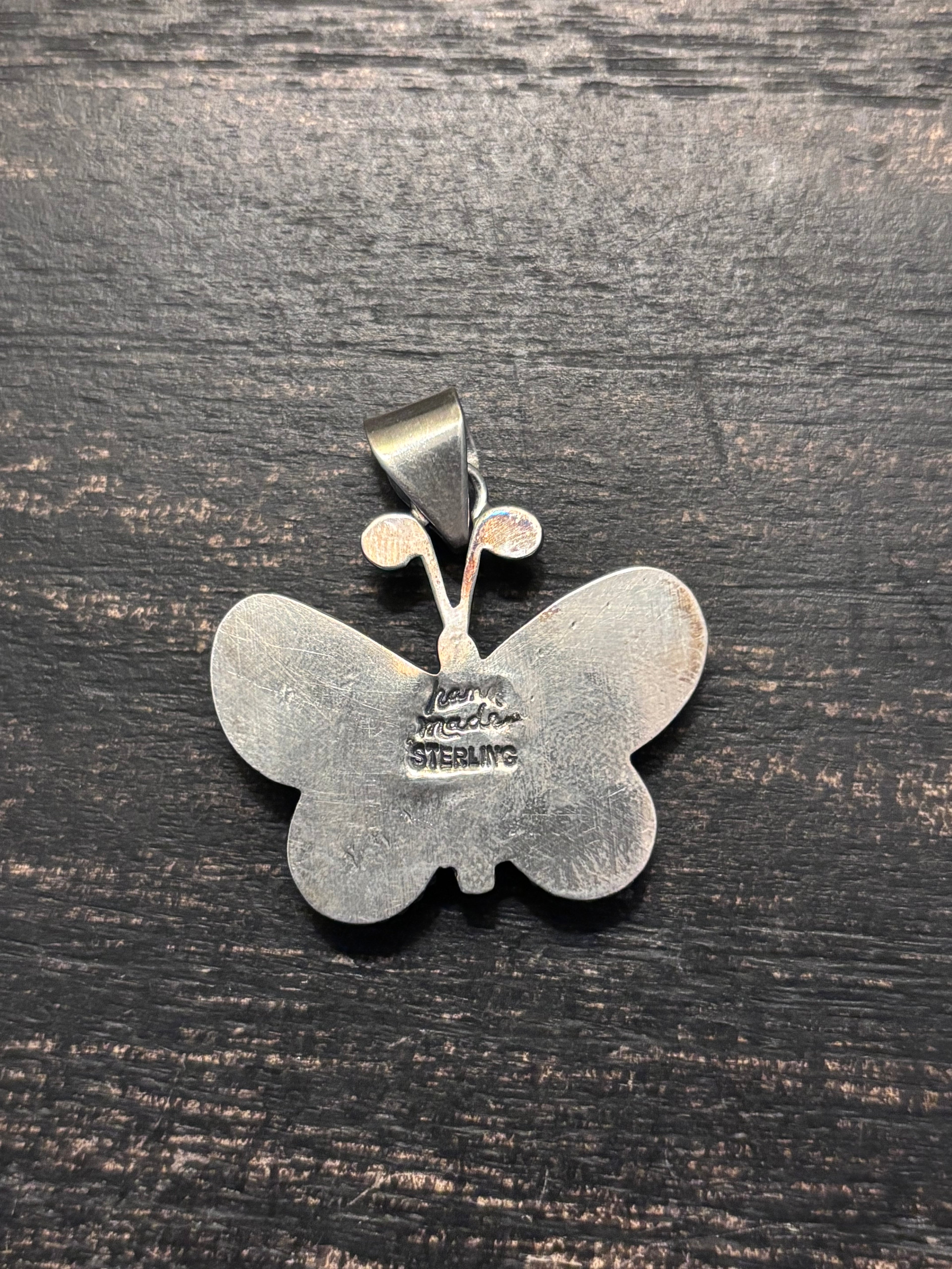 Turquoise Pink Conch Butterfly Pendant | 925 Sterling Silver A112