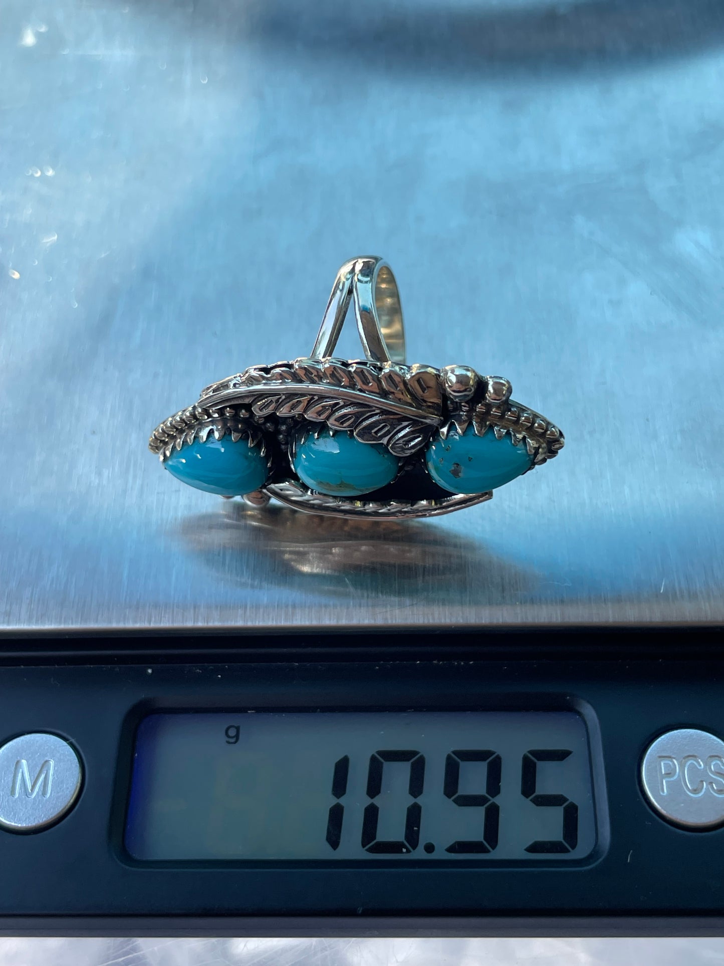 Turquoise Leaf Design Ring | 925 Sterling Silver 7 | SizeY81