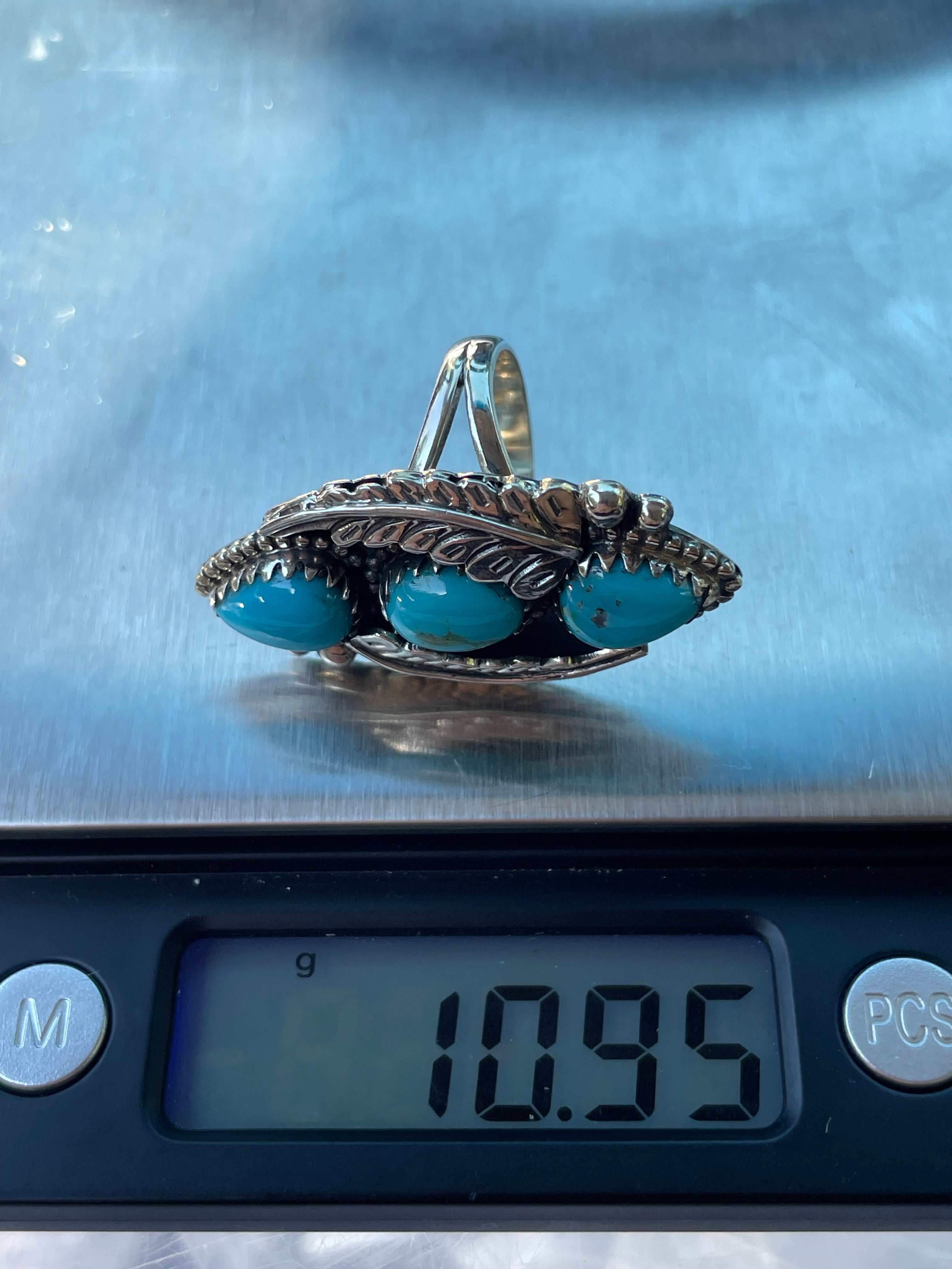 Turquoise Leaf Design Ring | 925 Sterling Silver 7 | SizeY81