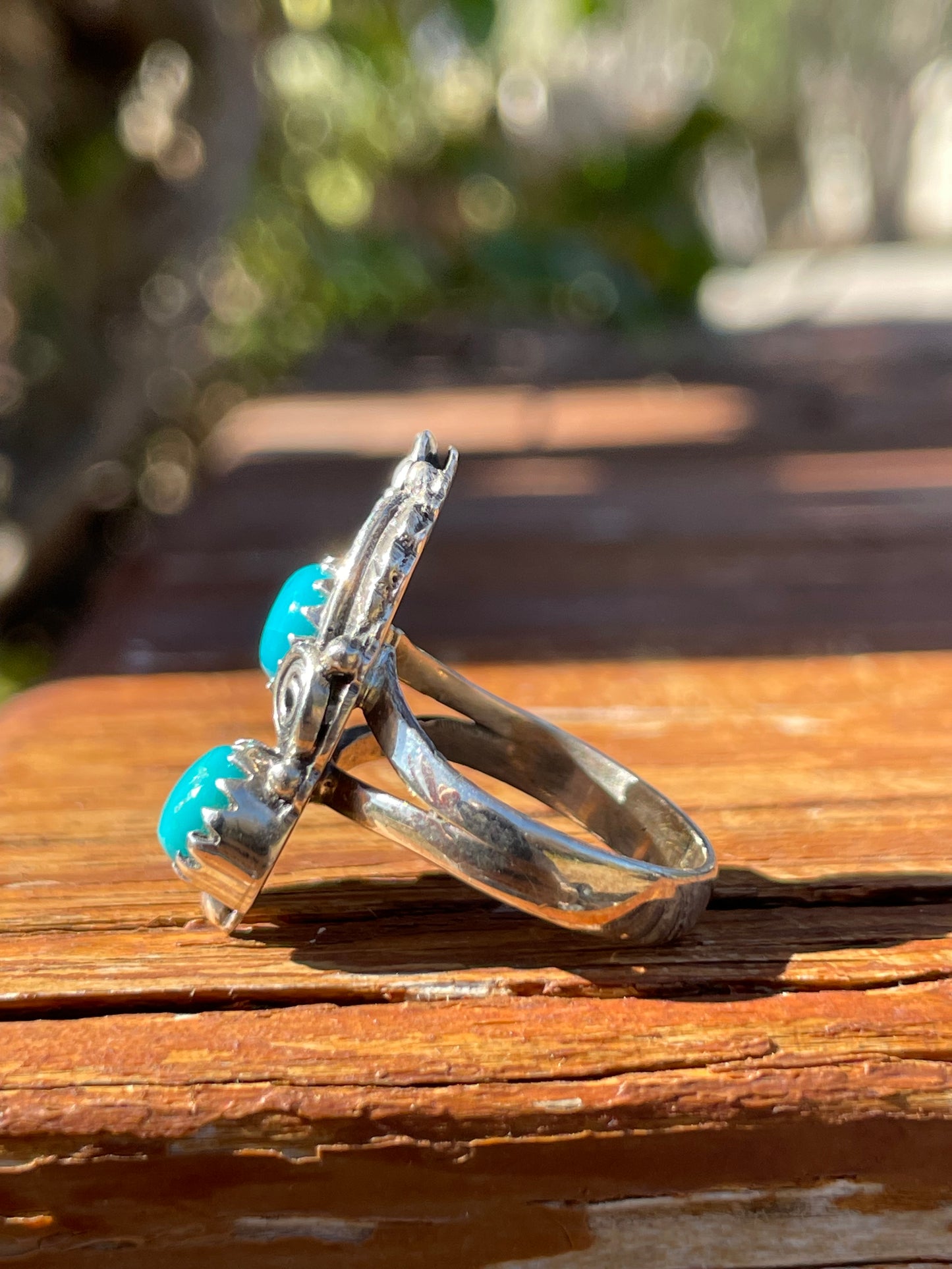 Turquoise Floral Ring Size 6.75 | 925 Sterling Silver B938
