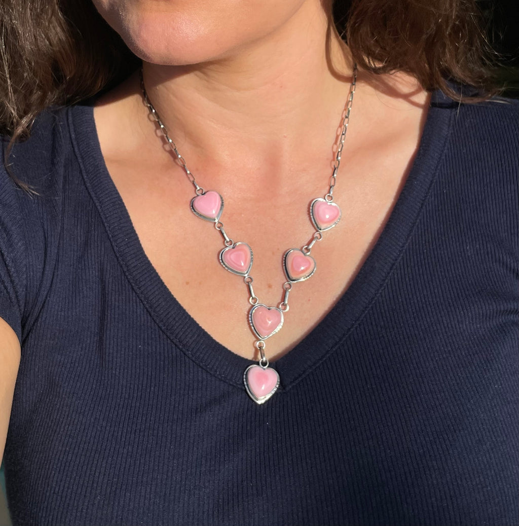 Pink Conch Heart Necklace | Sterling Silver G456