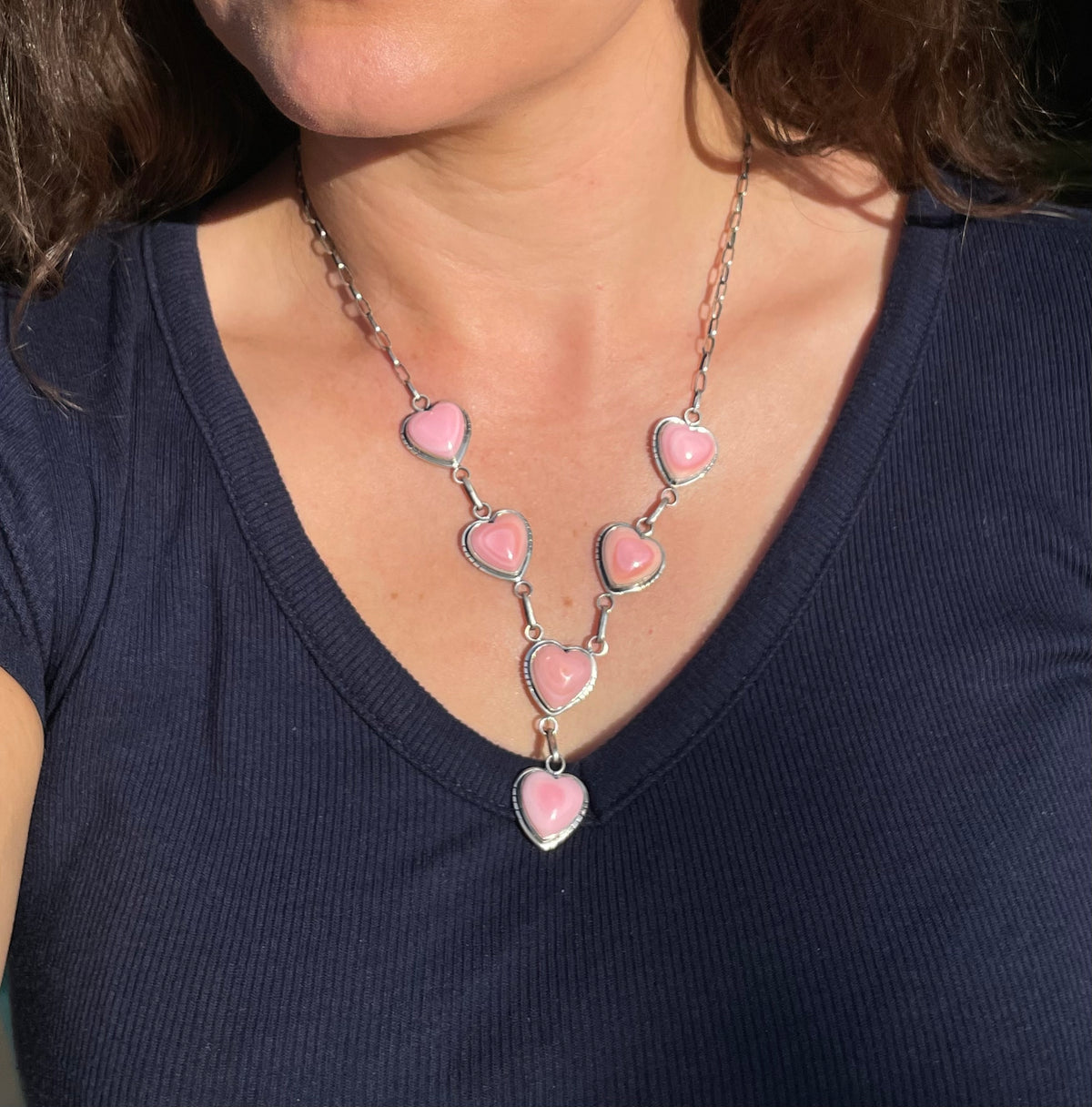 Pink Conch Heart Necklace | Sterling Silver G456