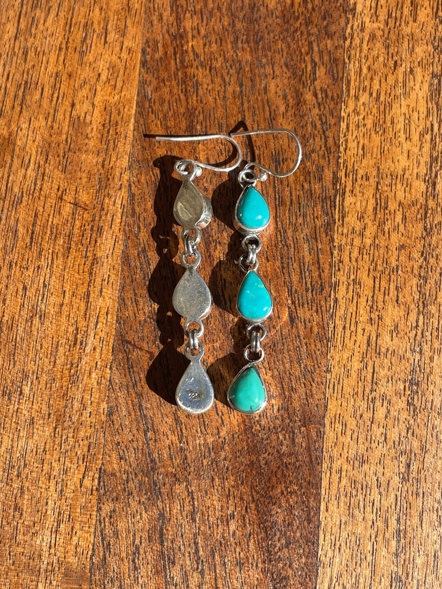 Kingman Turquoise Drop Dangle Earrings | 925 Sterling Silver C828