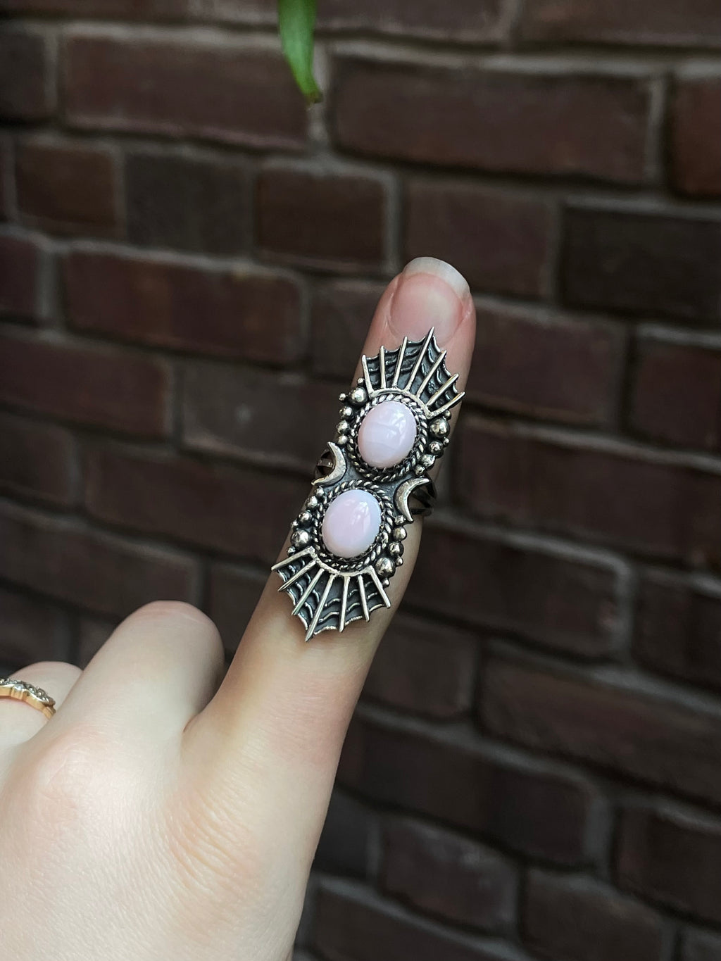 Pink Conch 2 Stone Ring | 925 Sterling Silver | Size 6 E300