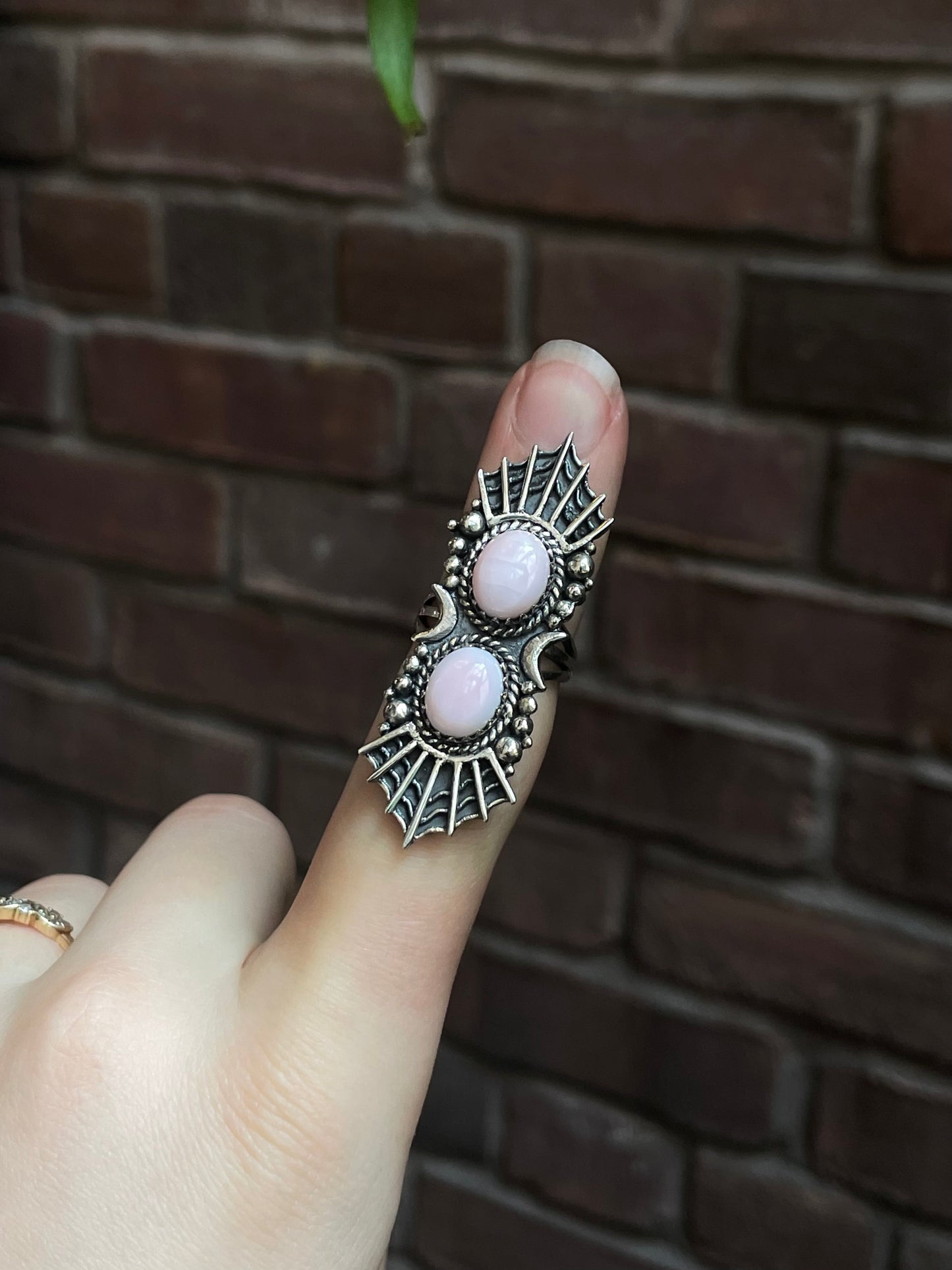 Pink Conch 2 Stone Ring | 925 Sterling Silver | Size 6 E300