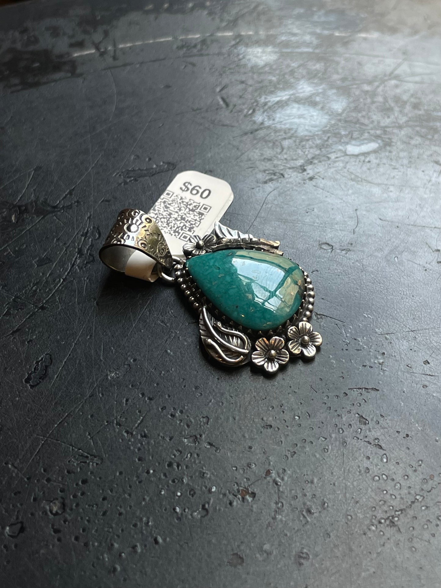 Leaf Butterfly Pendant in Kingman Turquoise | Sterling Silver | A558