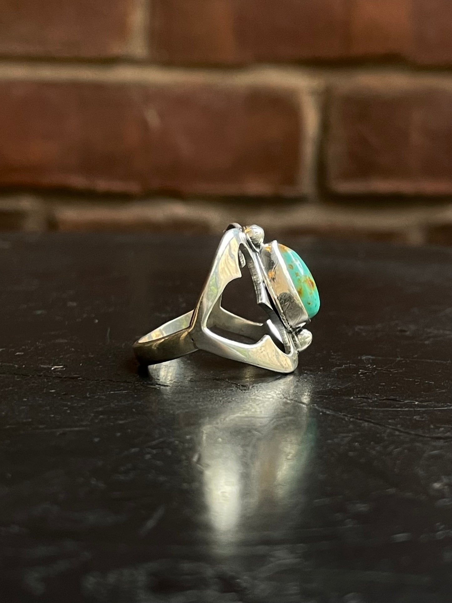 Kingman Turquoise Teardrop Ring | Sterling Silver | Size 9.5 G311