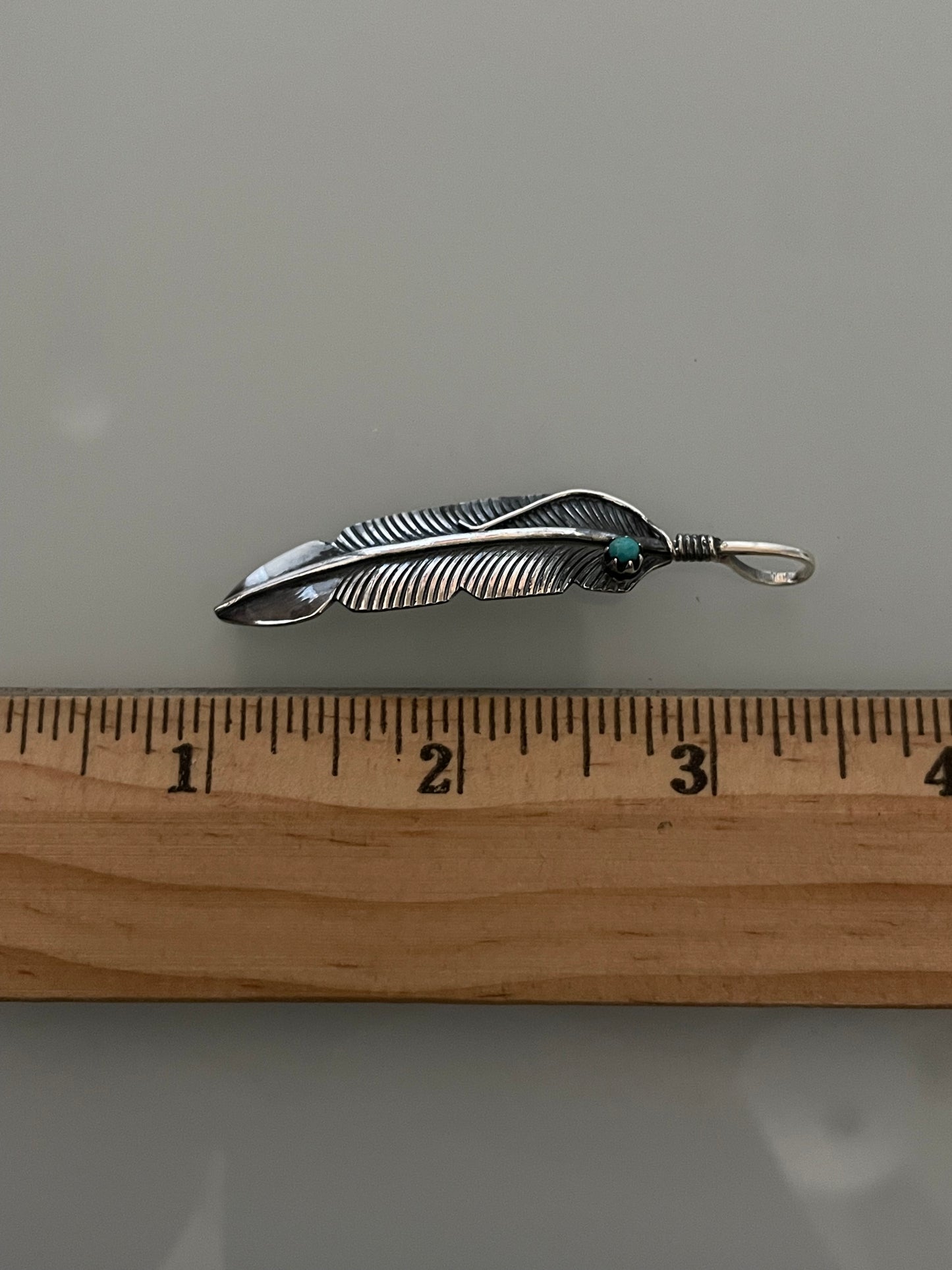 Turquoise Feather Pendant | 925 Sterling Silver E242
