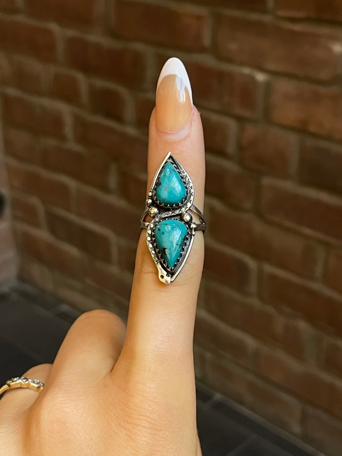 Turquoise Tear Drop Ring Size 6| Sterling Silver E881