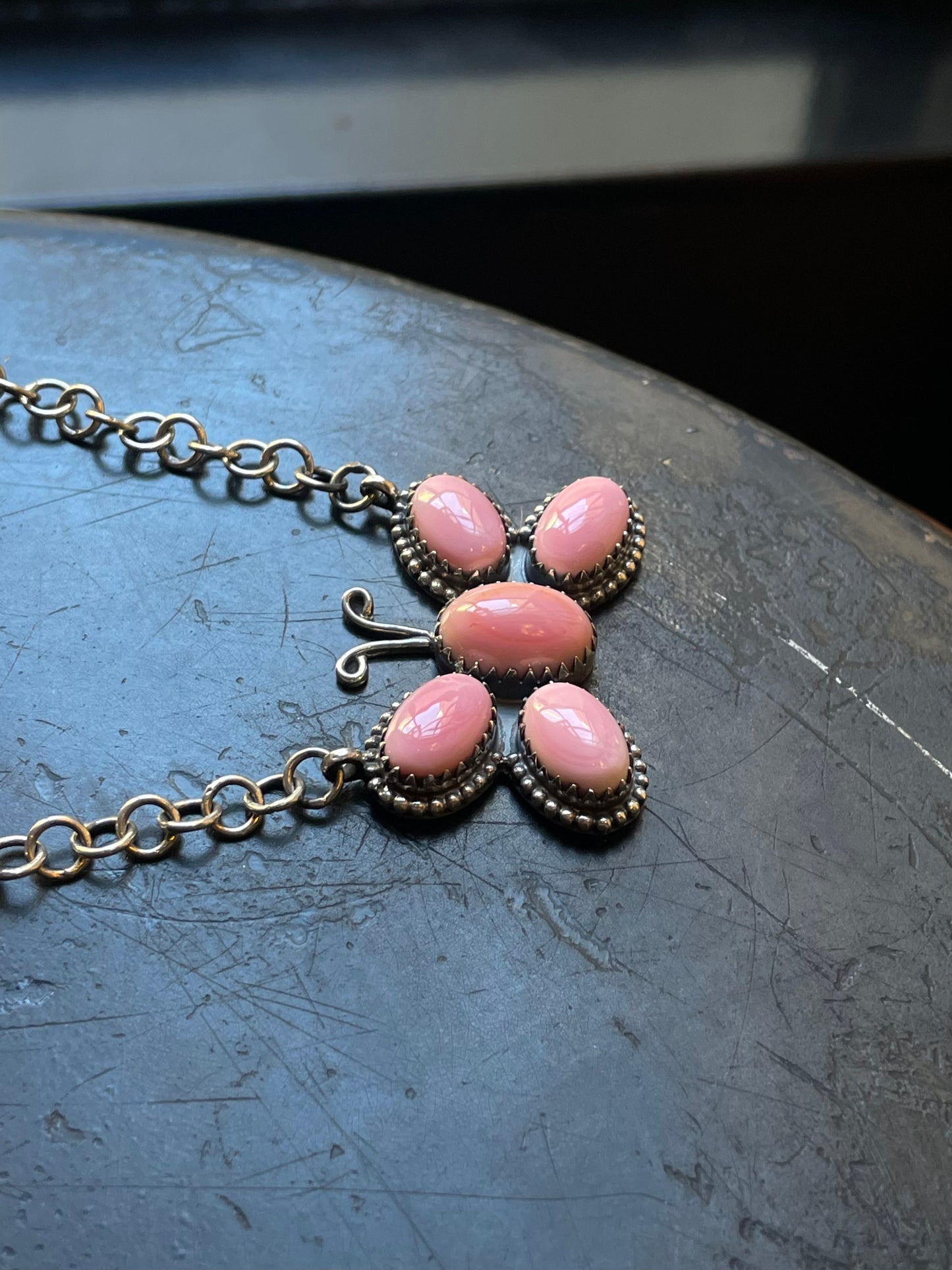 Pink Conch Butterfly Necklace | Sterling Silver E827